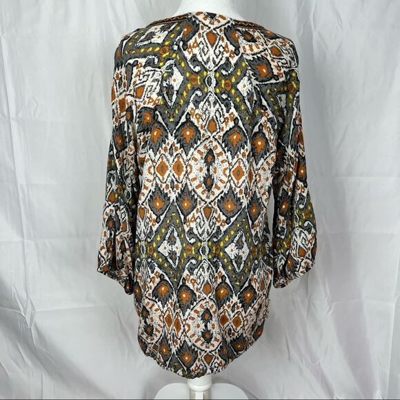 BKE Buckle Lace Over Lay Bohemian 3/4 Sleeve Top Womens Size Large - Picture 7 of 16